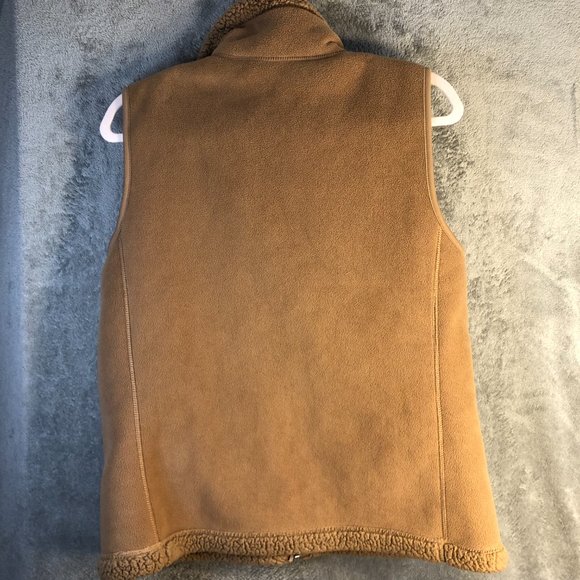 Mountain Lake Women's Small Reversible Vest Beige Sherpa Pockets Sleeveless - Picture 4 of 8